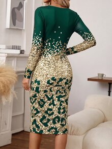 SHEIN Clasi 圖案印花扭結前襟大腿開衩洋裝 - 彩色 - 查看 2