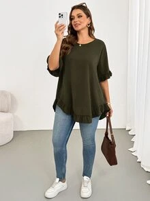 Shapeblank Blusas Extra Grandes - Verde militar - Ver 5