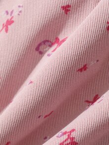 DAZY Ditsy Floral Print Lettuce Trim PJ Set - Pink - View 9