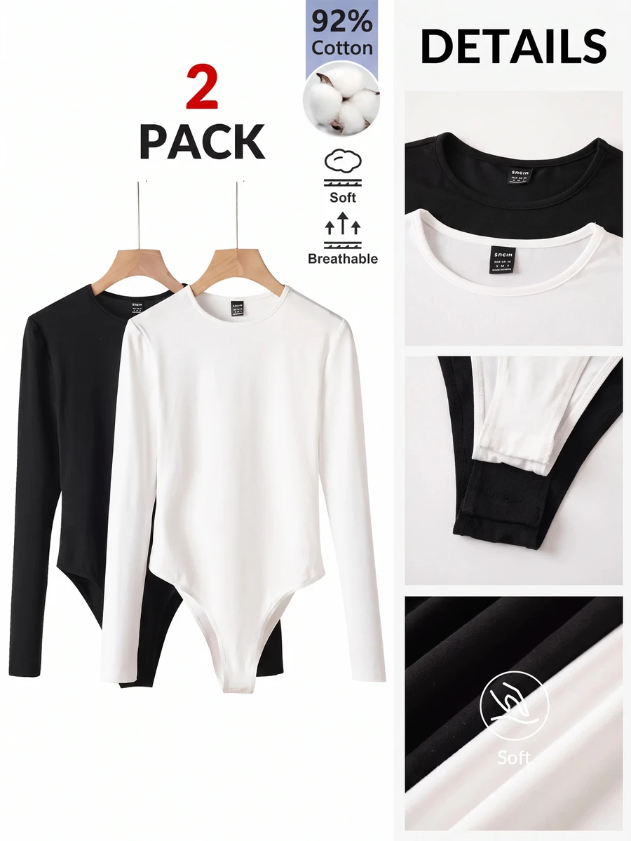 SHEIN BASICS 女士連體衣 - 黑與白 - 查看 1