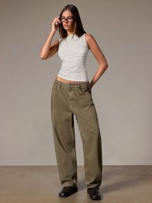 Athîral Striped Print Slim Fit Crop Tank Top - White - View 3
