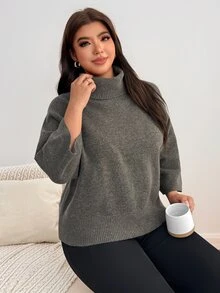 Enliva Sweater Ukuran Besar untuk Musim Dingin - Grey - View 3
