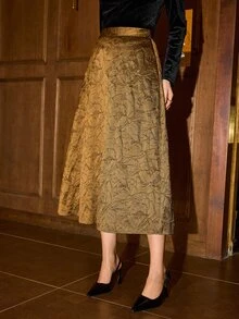 MOTF PREMIUM ROK JACQUARD PINGGANG TINGGI - Khaki - View 6