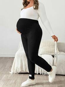 Plussiva 大尺碼孕婦可調腰圍休閒牛仔褲 - 黑色 - 查看 4