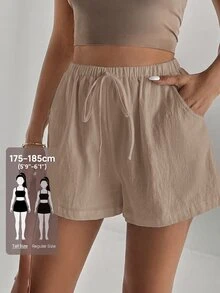 SHEIN Tall Women Shorts - Camel - View 9