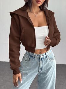 SHEIN PETITE 女士衛衣和連帽衫 - 巧克力棕 - 查看 7