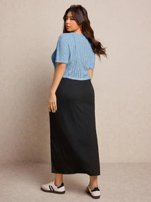 Elaquor Plus Size Co-Ords - Baby Blue - View 2