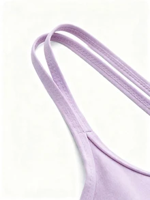 SHEIN Cheerettes 輕支撐雙肩帶運動內衣 - 紫色 - 查看 8