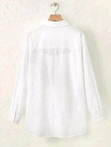 SHEIN BASICS 加大襯衫 - 白色 - 查看 2