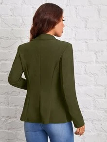 SHEIN PETITE Women Blazers - Army Green - View 3