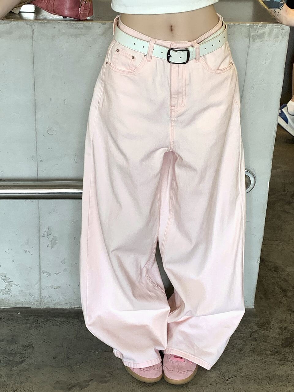 Women's Street Style Button Pocket Loose Denim Jeans