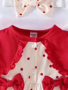 SHEIN Newborn Baby Dresses - Red and White - View 4
