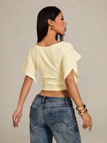 SHEIN PETITE 女士T恤 - 淡黃色 - 查看 2