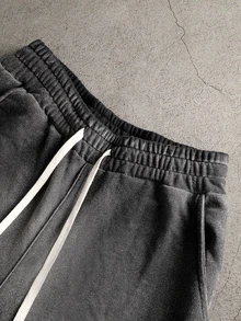 PAVTROS Pantalones de chándal de pierna ancha con cintura de cordón para hombre - Negro - Ver 6