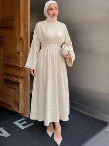 DAZY Women's Casual Commute Solid Color Long Dress - Apricot - View 6