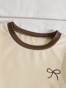 SHEIN 2件組青少年女孩秋季T恤套裝 - 棕色 - 查看 6