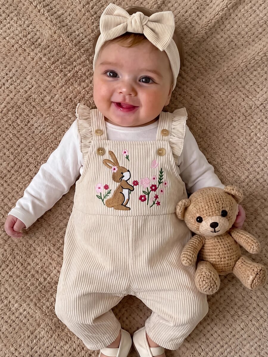 SHEIN Newborn Baby Jumpsuits - Beige - View 1