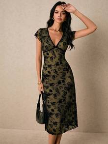 Poéselle Women Midi Dresses - Army Green - View 1