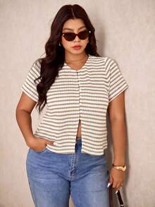 Elaquor Camisetas de Tallas grandes - Caqui - Ver 6