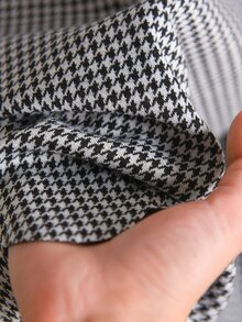 CosyJoli Plus Houndstooth Print Drop Shoulder Tee Casual T-Shirt For Women Fall/Winter Casual Daily Going Out Office Business Work T-Shirt For Women Homecoming - Black and White - View 7