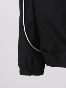 SHEIN 2pcs/Set Tween Boys Casual Streetwear Slogan Print Patchwork Long Sleeve Zip-Up Cardigan Jacket And Pants Set, Suitable For Spring/Autumn Daily Casual Wear, Suitable For Autumn/Winter Children's Outfit, Comfortable Fabric, Fashionable Fit, Spring/Summer New Style, Suitable For Multiple Seasons And Occasions - Black - View 7