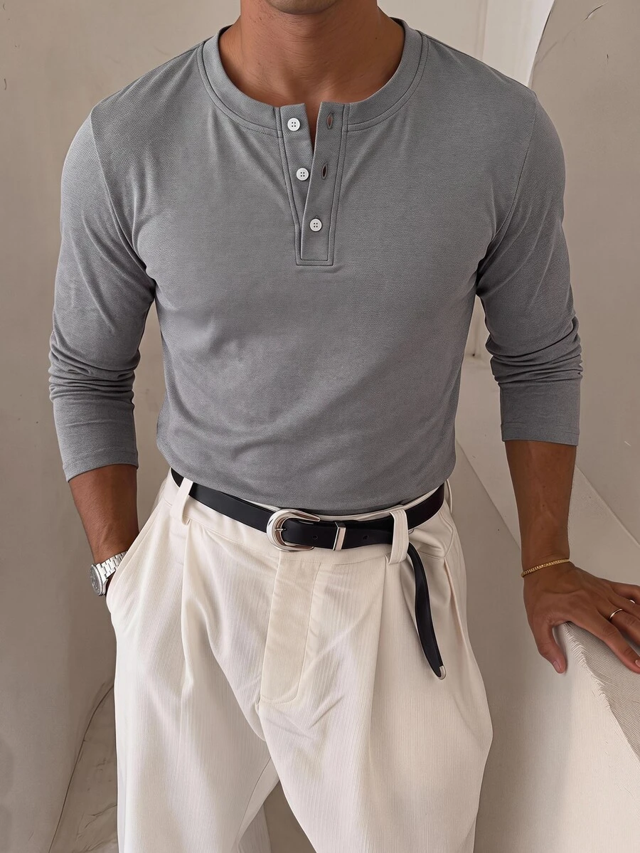 SWAVVY Camisetas de hombre - Gris Oscuro - Ver 1