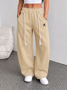 SHEIN PETITE Women Pants - Camel - View 7