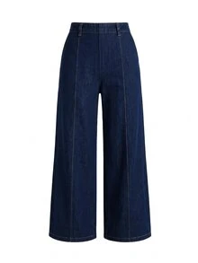 Elenzga High Waist Wide Leg Jeans Without Belt - Dark Wash - View 7