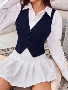 SHEIN EZwear بليزرات نسائية خفيفة الوزن - أزرق بحري - مشاهدة 3
