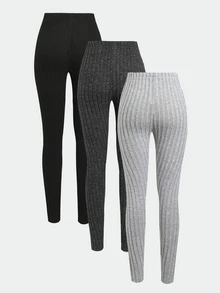 SHEIN Legging Anak Perempuan Remaja 3 Potong - MultiWarna - View 2