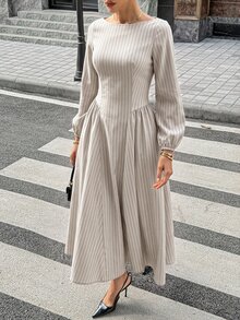 Siren Gaze 女式長連身裙 - 杏色 - 查看 3
