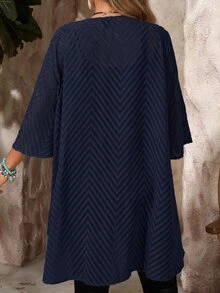 EMERY ROSE Plus Size Coats - Navy Blue - View 2