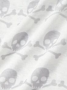 ROMWE Grunge Punk Allover Skull Print Lettuce Trim Asymmetrical Hem Tank Top - White - View 4
