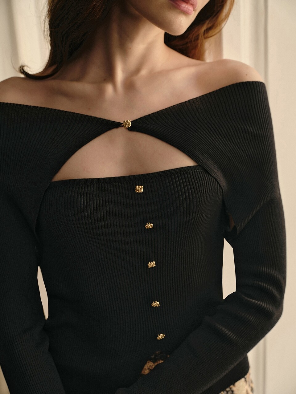 MOTF ELEGANT SQUARE NECK RIBBED TEXTURE WOMEN'S ALL-MATCH VERSATILE FASHIONABLE SWEATER TOP