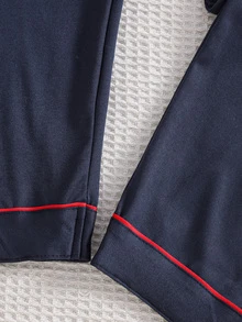 Tween Boy Contrast Piping PJ Set - Navy Blue - View 7