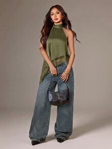 SHEIN PETITE Women Tops - Olive Green - View 11