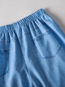 SHEIN Tween Girls Pants - Blue - View 6