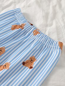 Baby Boy Striped & Bear Print PJ Set - Multicolor - View 9