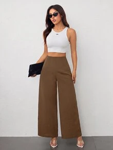 SHEIN PETITE Women Pants - Cocoa - View 4