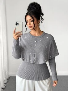 Elenzga Plus Size Sweaters - Grey - View 6