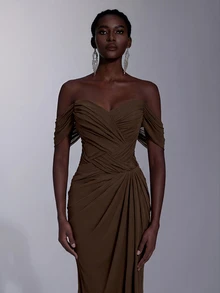 Elitara Women Formal & Evening Dresses - Coffee Brown - View 3