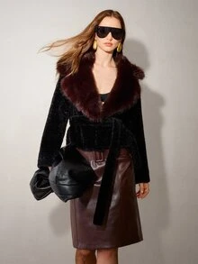 MOTF PREMIUM WOMEN FAUX FUR COATS - Black - View 7