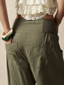 Bohemela Plus Size Casual Versatile Elastic Waist Pants With Pockets Fall - Army Green - View 2