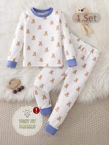 Young Boy 4pcs Cartoon Graphic PJ Set - White - View 4
