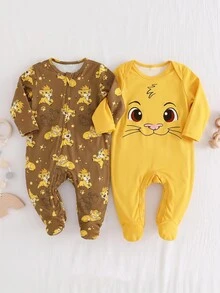 SHEIN Newborn Baby Pajamas - Yellow - View 2