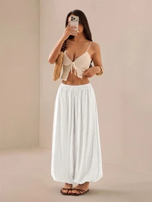 SHEIN PETITE Women Pants - White - View 4