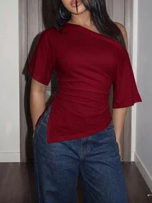 Slaydiva Women T-Shirts - Burgundy - View 6