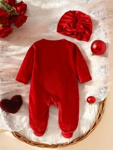 SHEIN Nyfödd Baby Jumpsuits - Bourgogne - Visa 3