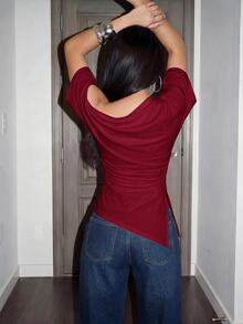Slaydiva Women T-Shirts - Burgundy - View 2