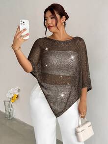 Firerie Tops de punto de talla grande - Café integral - Ver 3